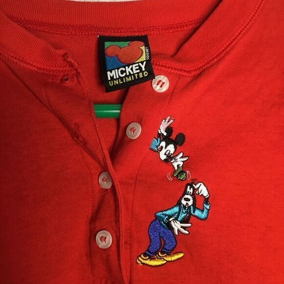 Vintage Mickey Unlimited Red Shirt Long Sleeve Mickey Embroidery Mens Mediums. - Picture 5 of 8